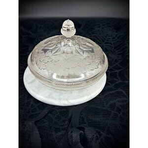 vintage Early American Pressed Glass (EAPG) covered dish, likely used for butter